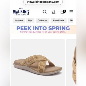 The Walking Co, Abeo Woven Cross Strap Sandals - Tan, Never Worn